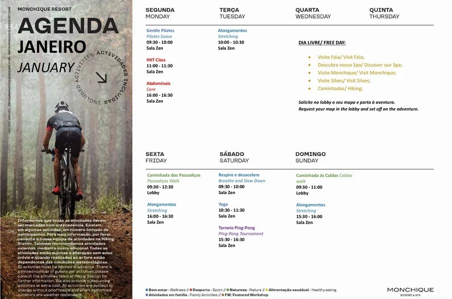 Itinerário de Atividades de Monchique 2025 Flagworld Hotels